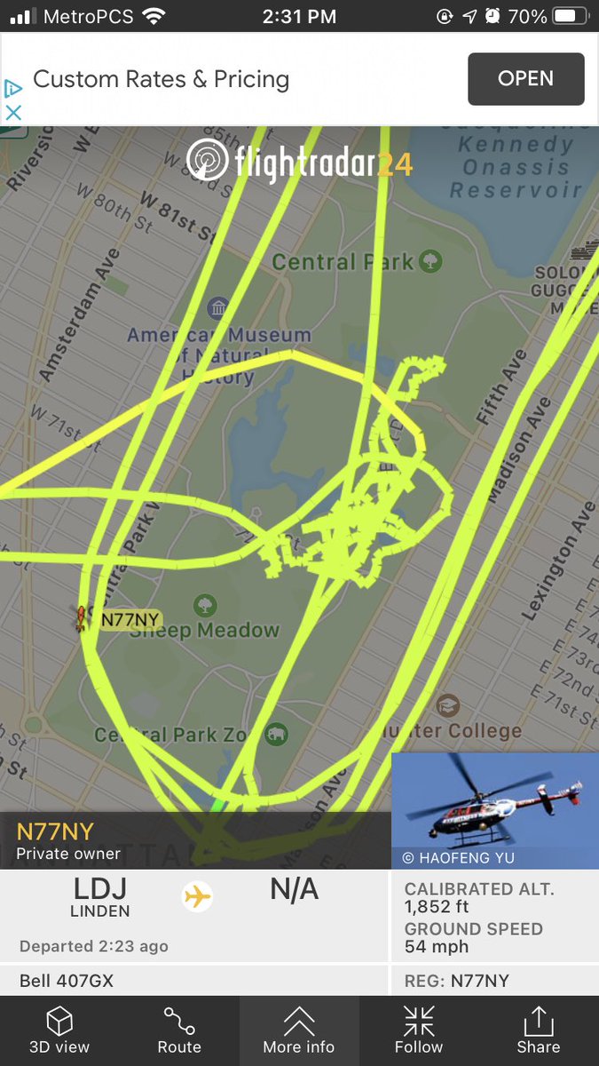 HelicopterHell's tweet photo. KILLING ME today B407 just hovers forever. Can’t see him but the sound reverberates off the buildings. It’s maddening! And N77NY must be destroying Central Park! @StoptheChopNYNJ @BanTheHellies #HelicopterHell https://t.co/GVYbgSSoGD