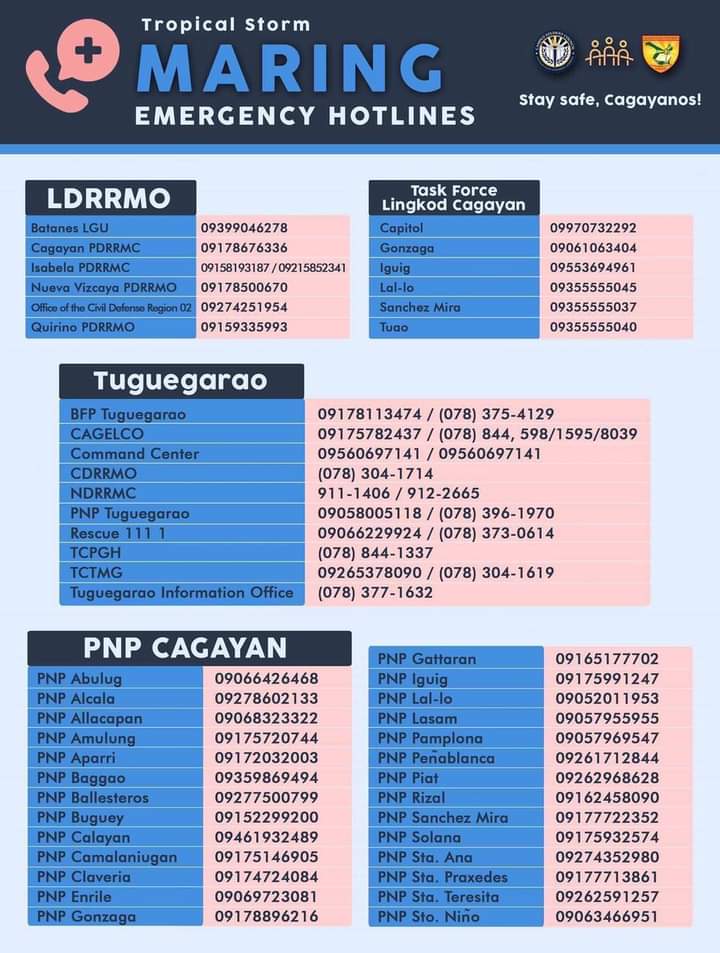 blvprkjay's tweet image. HOTLINES:

#CagayanNeedsHelpAgain 
#RescuePh 
#LaUnionNeedsHelp 
#ilocosneedshelp