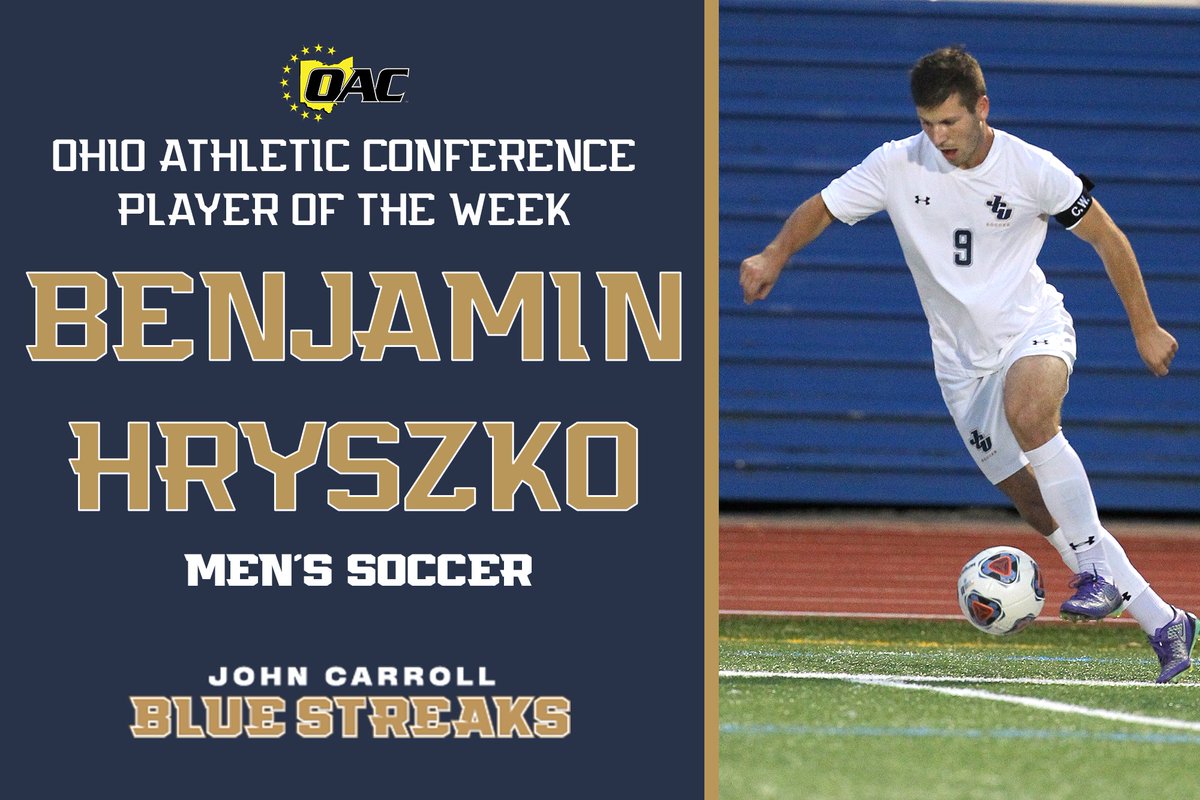 jcusports's tweet photo. MSOC: Congrats to Benjamin Hryszko, the OAC Offensive Player of the Week!

Ben notched 3 goals in wins over the Purple Raiders and Comets this past week. Read more ⬇️
📰: https://t.co/HUxKchQOi9
#GoStreaks ⚡️ @jcumenssoccer https://t.co/o4e8TTHWJn