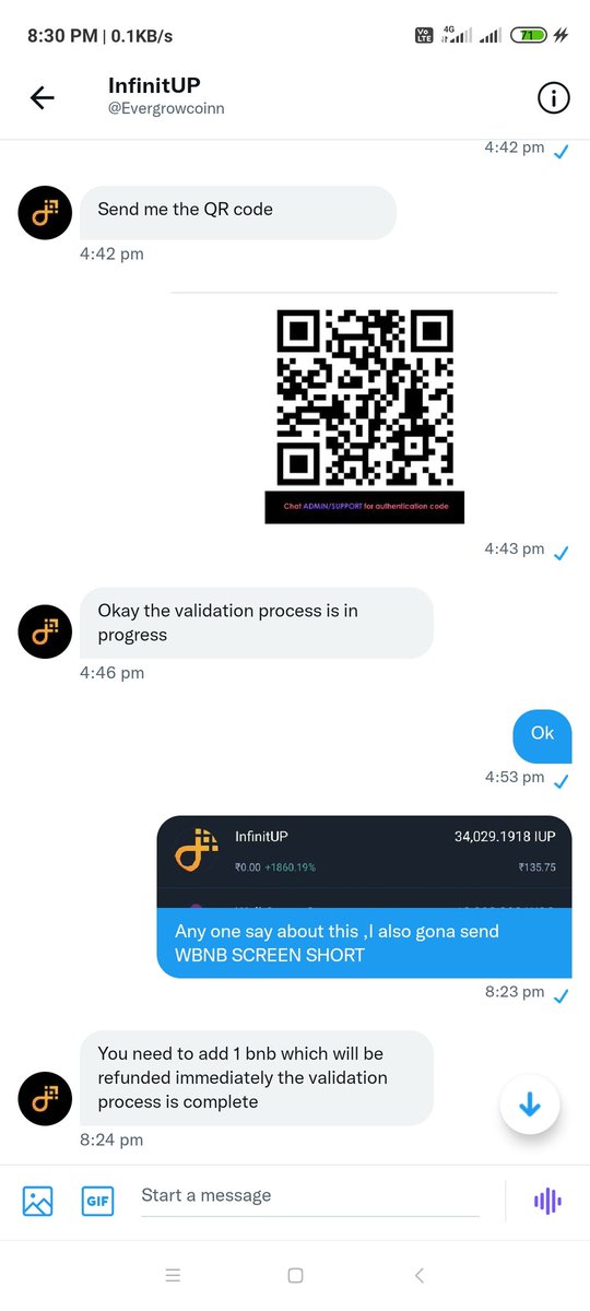 AfzalImamKhan4's tweet image. @CoinMarketCap why you listed #InfinitUp ,because they all are scammer , 
I have buy 40000000 coin , day day coming is decreasing, now I have only 11870 coin . when we contact to them ,they told me to put BNB , I HAVE proof