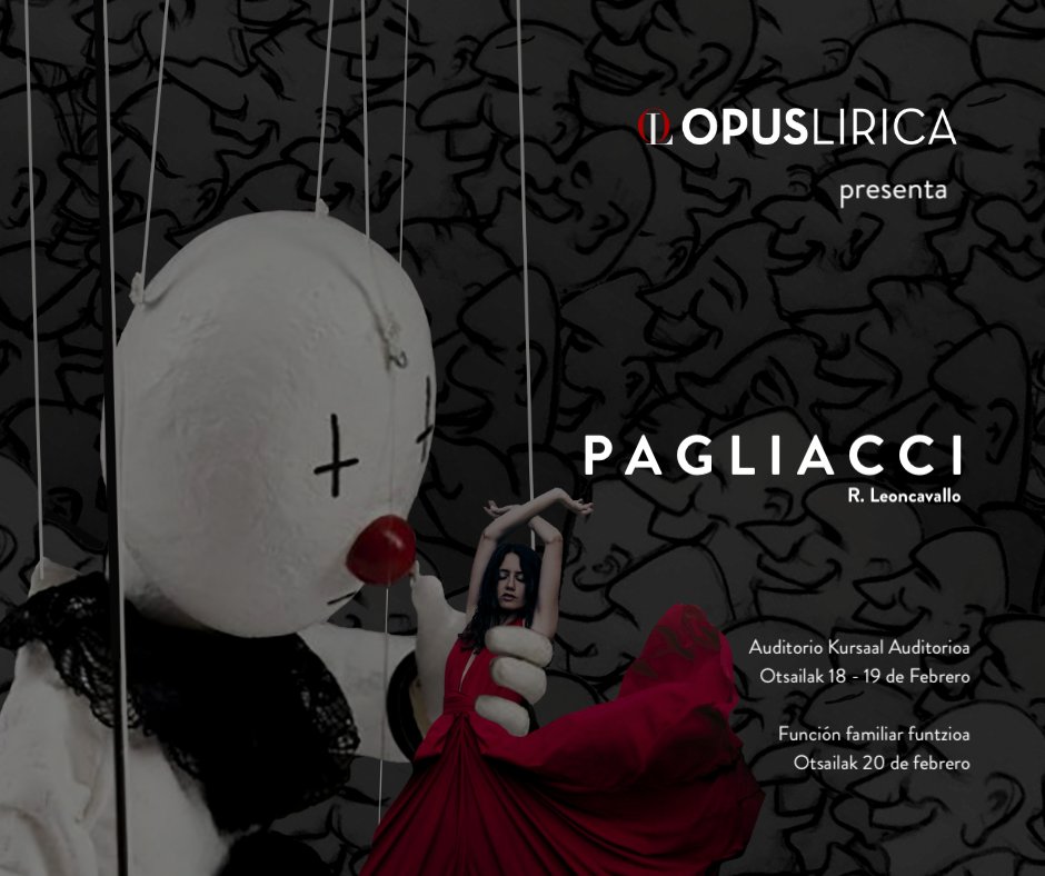 Nos hace mucha ilusión presentar el nuevo proyecto en San Sebastián para el próximo febrero: Paggliacci de Leoncavallo!
Ilusio haundiarekin aurkezten dizugu datorren otsailean Donostian egingo dugun gure proiektu berria : Leoncavallo-ren Pagliacci opera!
#operadonostia
#musika