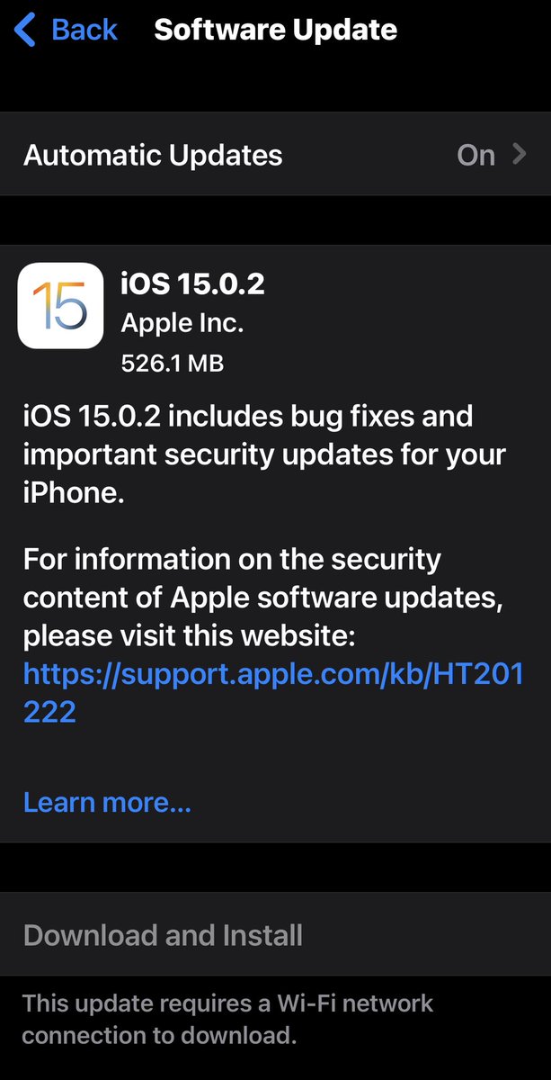 Hi4teck's tweet image. تحديث جديد لنظام #iOS15th يحمل رقم 15.0.2 لحل بعض المشاكل. وينصح بتحديث جهازك اليه
