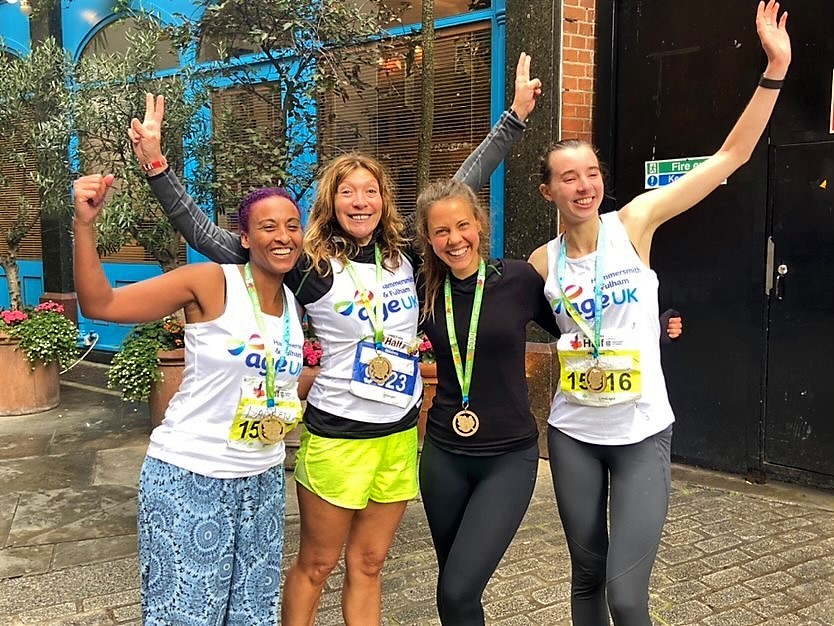 AgeUKHF's tweet photo. Charlie, Emily, James, Patrick, Lauren, Ema and Esme after smashing #RoyalParksHalf 🤩 Collectively, they've raised over £5000! We can't thank them enough for their energy and enthusiasm🤗 The funds will go directly to those who need it most 💙
#tacklingloneliness
#ageukhf https://t.co/uZDEDAOTYJ