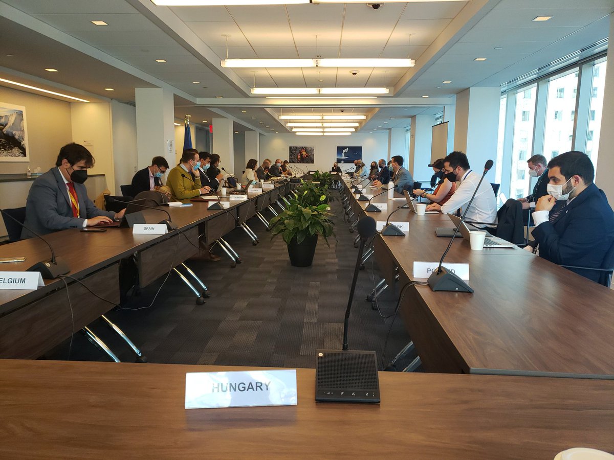 MikeGyula's tweet photo. The very first personal EU coordination meeting since the beginning of the COVID pandemic, more than a year and a half. It’s good to see colleagues in their full reality again. My 5th UNGA and 6th Committee session has already began #endcovid #sixthcommittee #5thUNGA #workingmike https://t.co/d7nZhAh0sG
