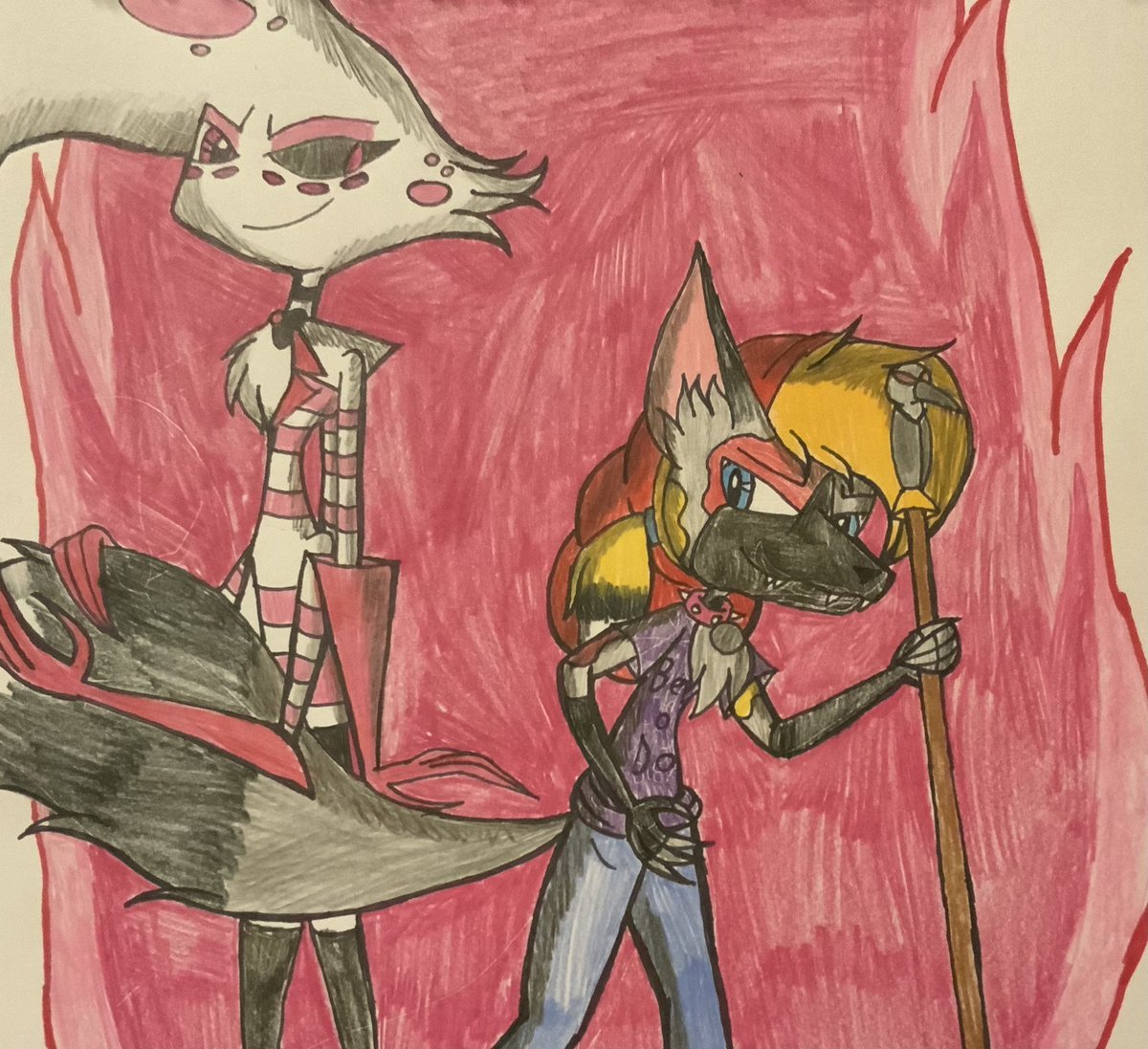 madgurl97's tweet photo. Day 1: Mischief 

Sorry if this is a day late.

#MagicHeartsweek #Ocxcanon #HazbinHotelFanart #HazbinHotelOC #HazbinHotelAngelDust https://t.co/Z7ZH9suYMb