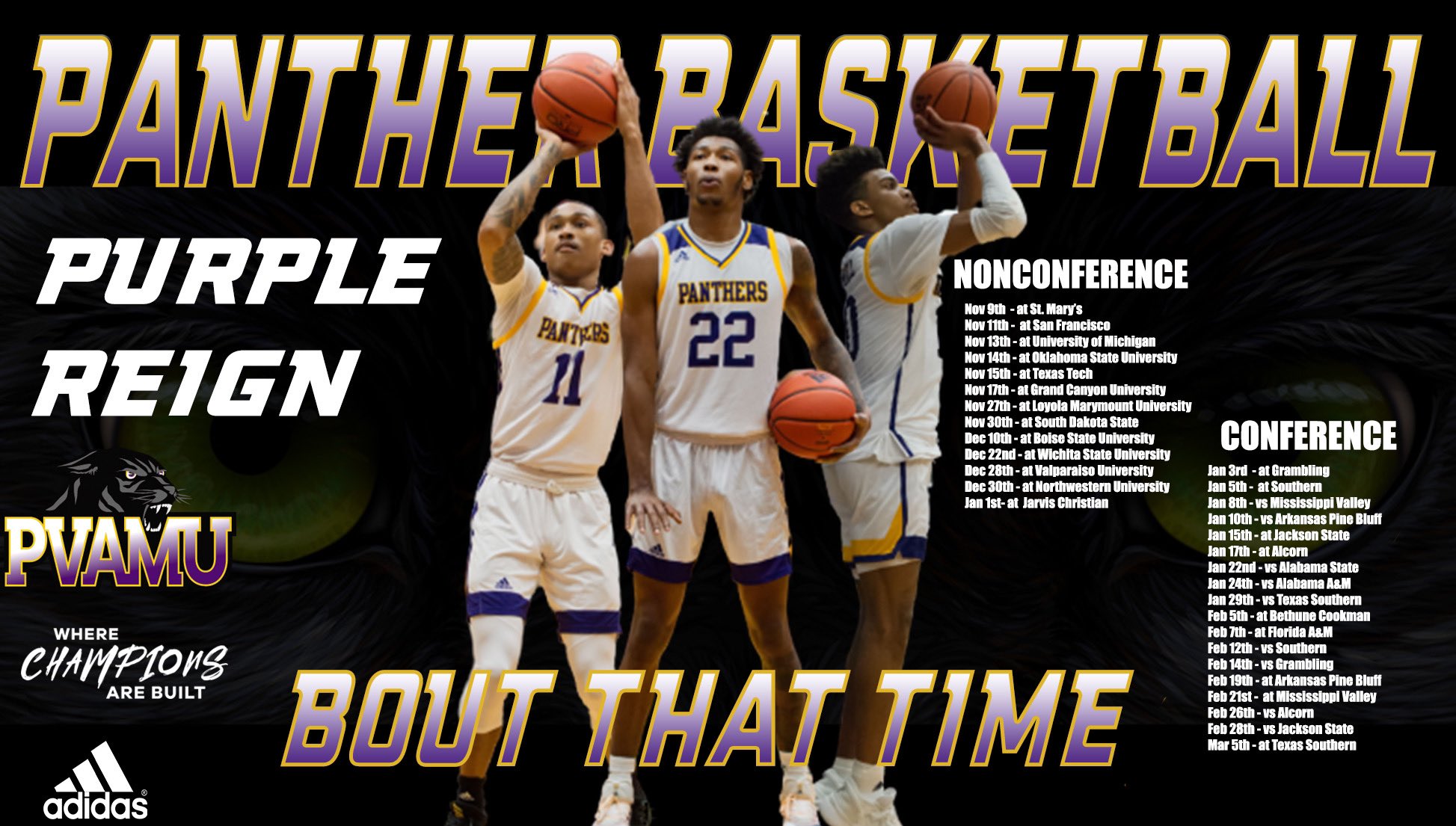 U Of M Basketball Schedule 2022 Pvamu Panther Men's Basketball On Twitter: "2021-2022 Men's Basketball  Schedule🏀 #Pathto4Peat Https://T.co/5Tnei1Nbcw" / Twitter