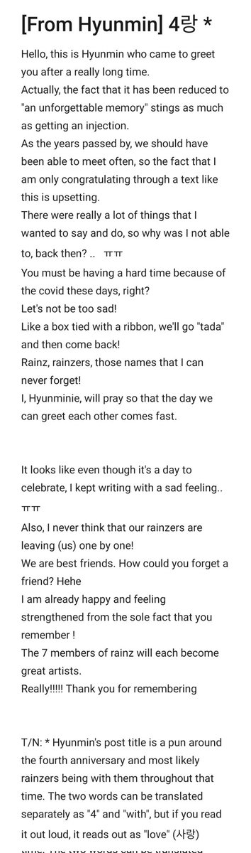 lansasimi's tweet photo. [ eng translation ] Hyunmin's post on rainz's fancafe, 21.10.12
#rainz #레인즈 #hyunmin #byun_hyunmin #현민 #변현민 https://t.co/eWjBpgEDkN