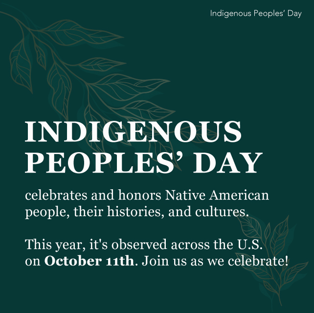 3RCTeam's tweet photo. Indigenous Peoples' Day celebrates and honors Native American peoples, their histories, and cultures. This year, it's observed across the U.S. on October 11th. Join us as we celebrate! https://t.co/VaGiP7VKdi