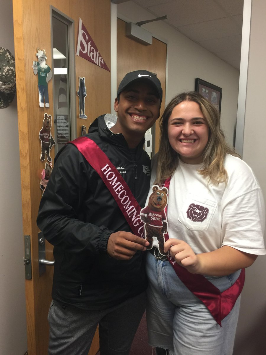 BearsFamilies's tweet photo. #FlatBoomer was excited to visit with King Candidate Colin Weber and Queen Candidate Rebecca Neumann today! He's excited for all the festivities this week! @MSUSeniorClass @MOStateHoco https://t.co/QJ9tEcFP2N