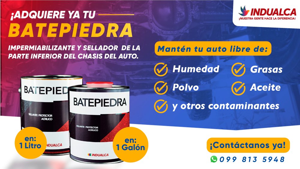 Indualca's tweet photo. Dale el mantenimiento que tu camioneta o camión se merece! 🚘 🚜 🚛  🙌
Con nuestro producto estrella: 👉 BATEPIEDRA de #Indualca brindarás la resistencia adecuada para cuidarla por muchos años. 
Contáctanos:
📱 099 813 5948 -  https://t.co/IQMu7YD6gN https://t.co/tF9qxuBgqw