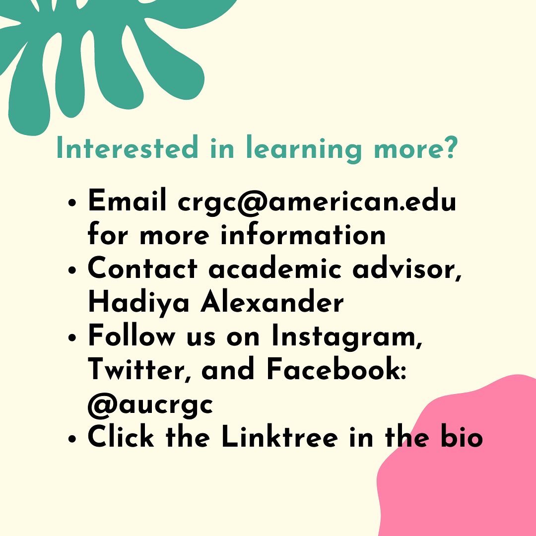 We hope everyone is having a great fall semester so far! Here’s more info about CRGC and our incredible programs