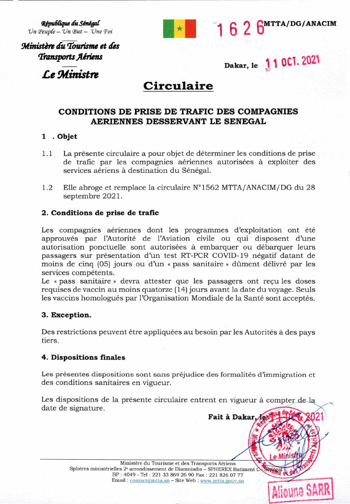 ATouristique's tweet photo. 🟢 𝗜𝗡𝗙𝗢 𝗩𝗢𝗬𝗔𝗚𝗘 🟢 #COVID19 

✈️Mise à jour des conditions de prise de trafic des compagnies aériennes desservant le Sénégal 🇸🇳 

@FlyAirSenegal
@aeroportdiass
@DKaeroport https://t.co/1CMiPJ0r6s