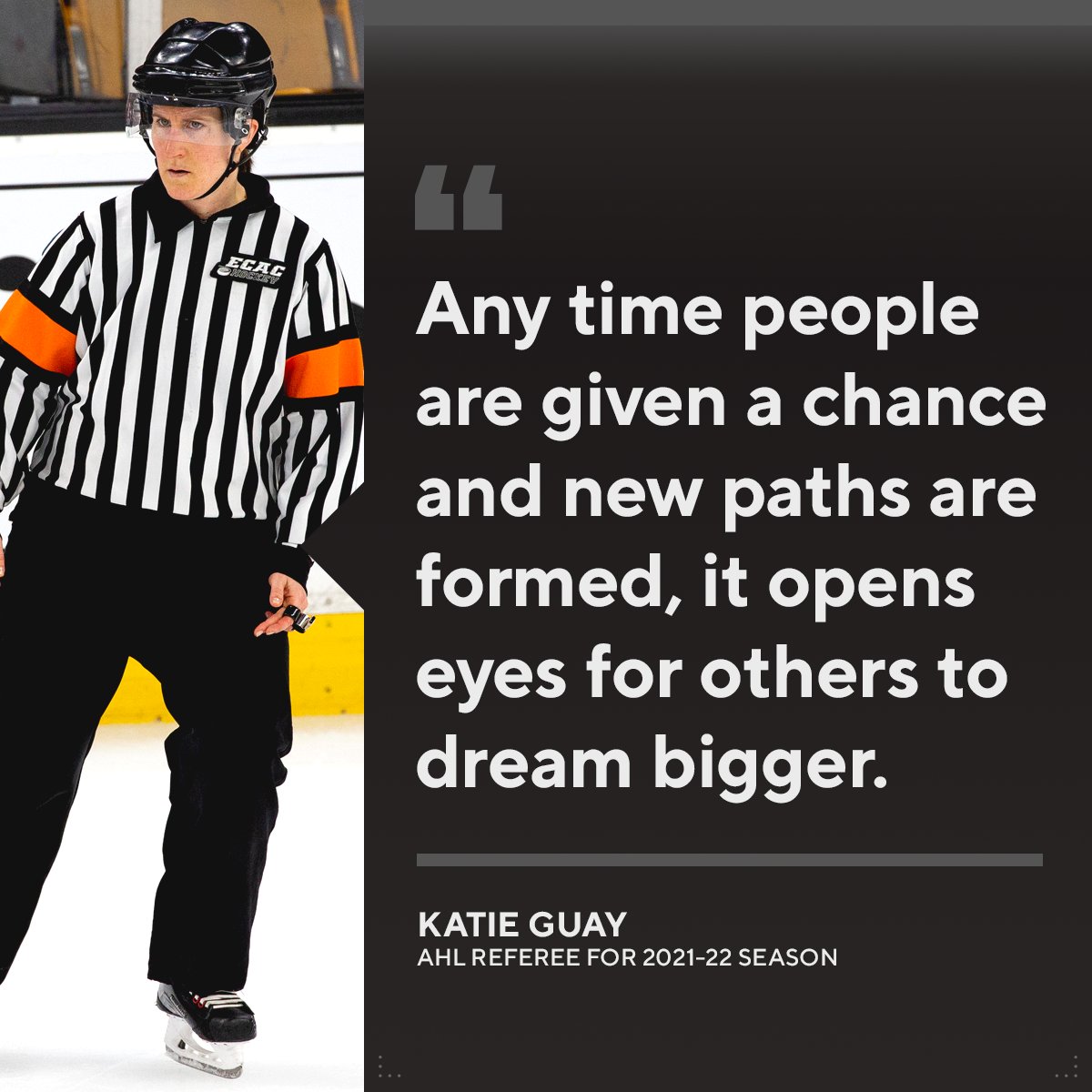 NHLPR's tweet photo. Katie Guay is among a group of 10 women joining the AHL roster of officials for the 2021-22 season.

Read more at @NHLdotcom: https://t.co/ZwR6LNpErg https://t.co/iXRkKwk1Yj