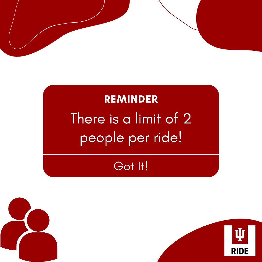 IU_Ride's tweet photo. โก๏ธA group of 3 or more is considered a safe walking group
โก๏ธIf you and your friend are going to different locations, please submit individual rides
#iubloomington #iub #iuishome #iustrong #indianauniversity #iuhoosiers #iutransportation #SafetyFirst https://t.co/jECxxf4E0I