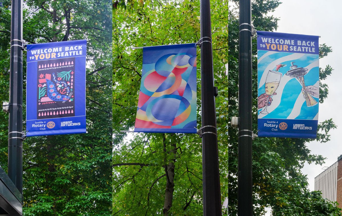 _supergraphics's tweet photo. Welcome back to your Seattle!
These banners were made not only in an effort to revitalize Seattle's downtown core as people return but also to support BIPOC artists that were hit especially hard during the pandemic. @Urban_ArtWorks @Seattle4Rotary

#SuperGraphics #EcoFormat https://t.co/VFURUpURq5