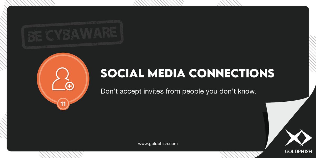 GoldPhishCyber's tweet photo. A random #socialmedia connection you don't know may not be coming from a real person. 
.
Hackers set up fake profiles on fake accounts using photos they find on the internet and use them in #socialengineering attacks. 
.
#cybersecurityawarenessmonth #CSAM #cybersecmonth https://t.co/4K2fZgqd1E