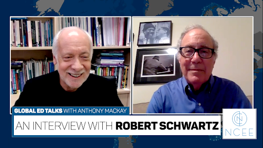CtrEdEcon's tweet photo. NCEE CEO Anthony Mackay speaks with Bob Schwartz, co-founder of the Pathways to Prosperity network, In the latest #GlobalEdTalk about his insights on the US’s #CTE system and how we can update it to match leading countries. Watch the discussion here: https://t.co/edKvHRduEX https://t.co/9bJ2xXWd46