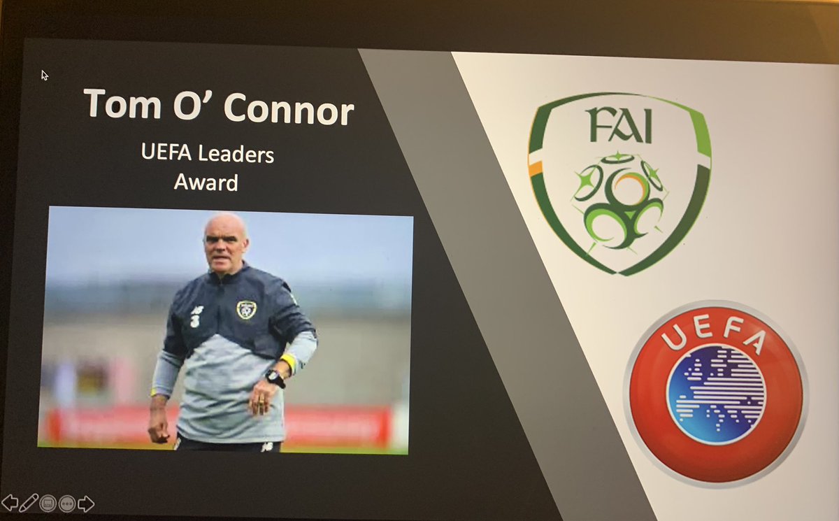 CarberryTommy's tweet photo. Uefa Leaders Award Community of Practice a big thank you to Tom O Connor for his Presentation tonight on Leadership great experience and knowledge passed on to all the coaches @FAICoachEd #realitybasedlearning #lifelonglearning #UEFAcoaching https://t.co/apXLDjmRQW