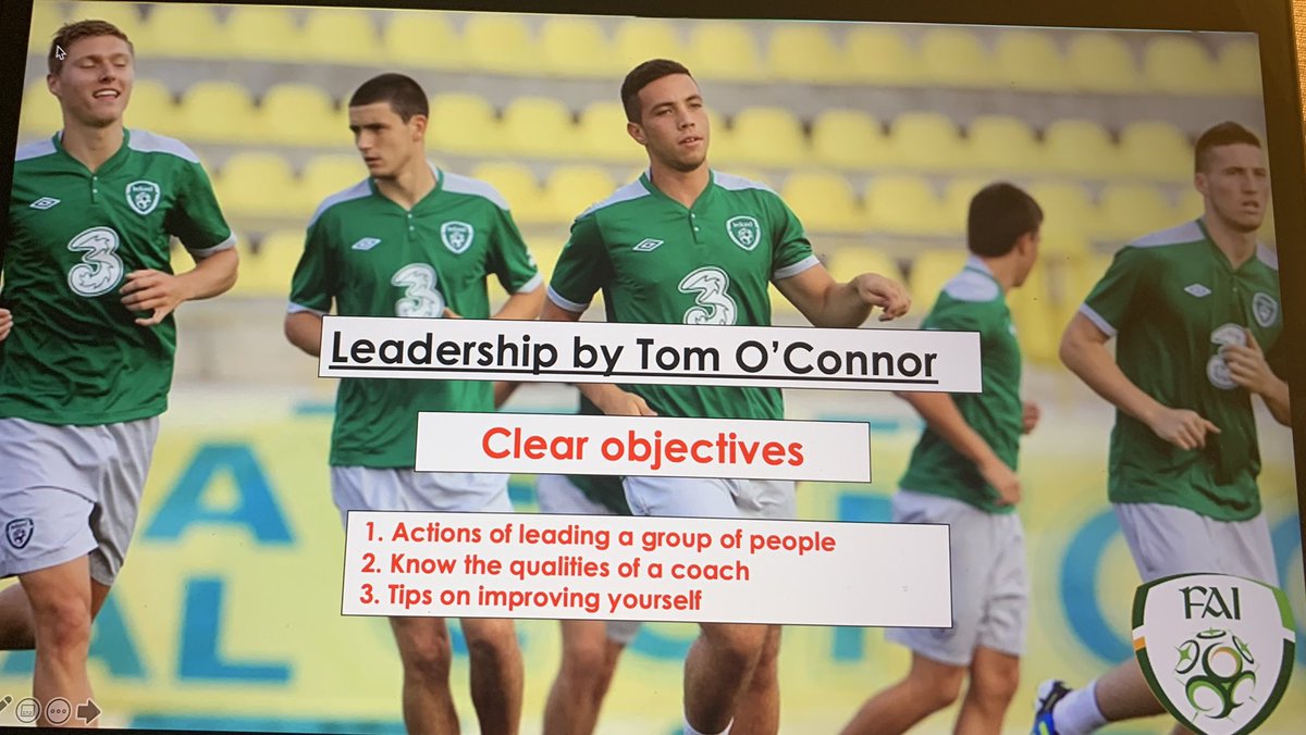 CarberryTommy's tweet photo. Uefa Leaders Award Community of Practice a big thank you to Tom O Connor for his Presentation tonight on Leadership great experience and knowledge passed on to all the coaches @FAICoachEd #realitybasedlearning #lifelonglearning #UEFAcoaching https://t.co/apXLDjmRQW