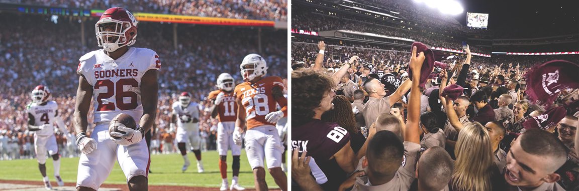 stantastico's tweet photo. Which was a bigger win?  OU over Texas OR A&amp;M over Alabama? #big12 #SEC https://t.co/YlOnVXxIew