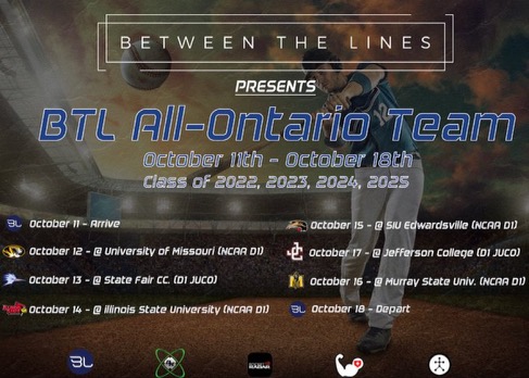 We are excited for the BTL All-Ontario Team’s imminent arrival into St. Louis!! 🇨🇦 ➡️🇺🇸

It is going to be a great week, full of great baseball!!

It kicks off tomorrow at <a href="/MizzouBaseball/">Mizzou Baseball</a>!! 🐅

#BTL #Canada ⚾️