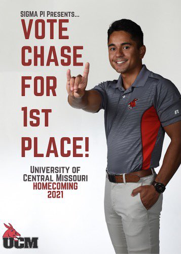 Sigma Pi is proud to present Alex Chase as our 2021 Homecoming king candidate! Make sure to Vote Chase for 1st Place!