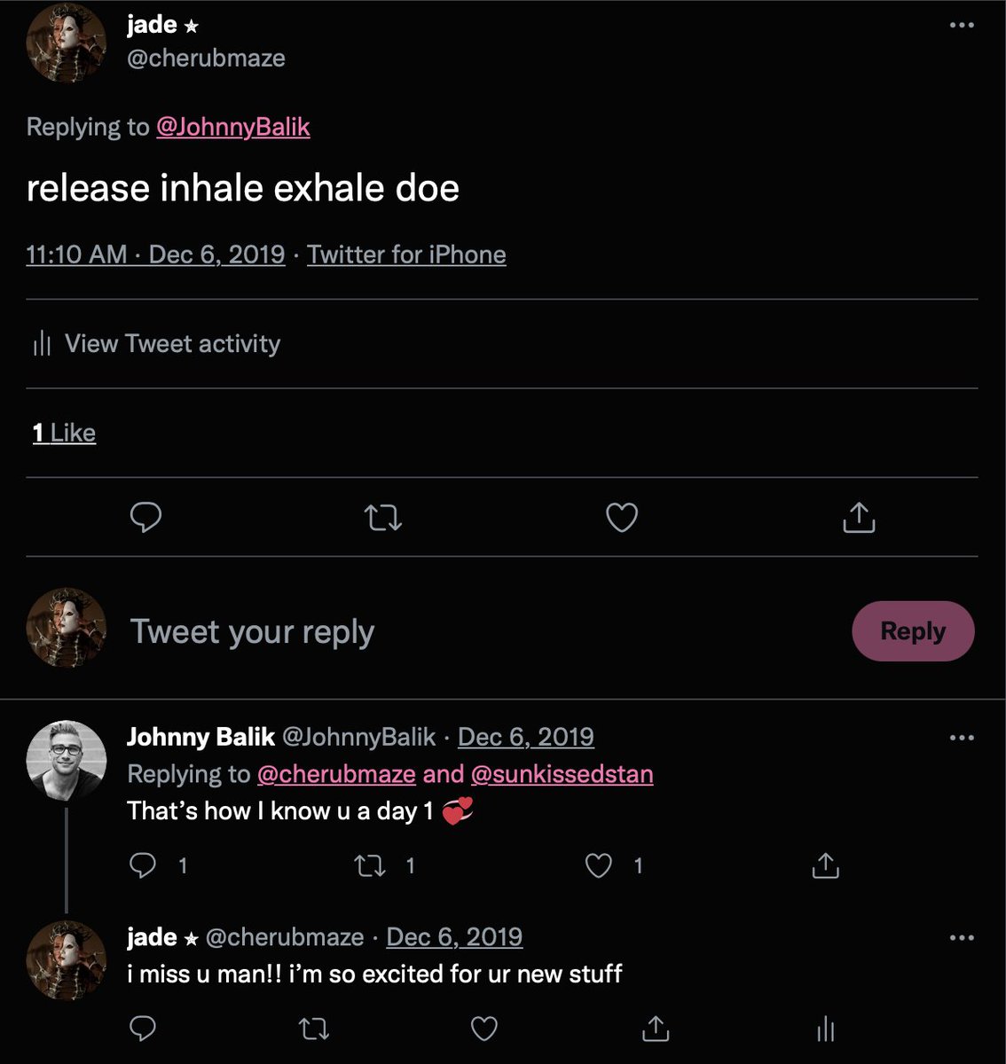 untidysouls's tweet image. @JohnnyBalik omg wow didn't realize how annoying i have been about inhale exhale, but i guess all the waiting paid off! so excited for friday ❤️‍🔥