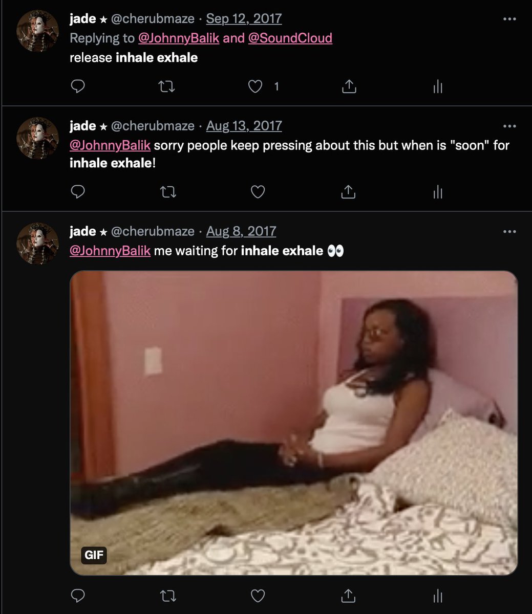 untidysouls's tweet image. @JohnnyBalik omg wow didn't realize how annoying i have been about inhale exhale, but i guess all the waiting paid off! so excited for friday ❤️‍🔥