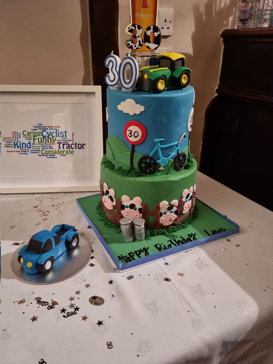 My 30th cake over the weekend summed me up..

A tractor driving, cow loving, beer drinking, bike wanker. 

With a pickup.