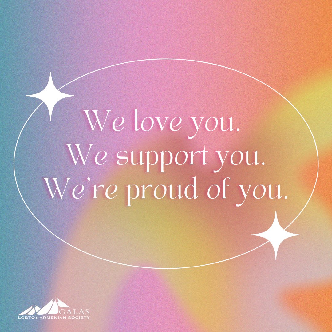 Happy National Coming Out Day! GALAS looks forward to continue being a resource for LGBTQ+ Armenians and creating safe and welcoming spaces. We love you. We support you. We’re proud of you. 🏳️‍🌈🇦🇲💗
