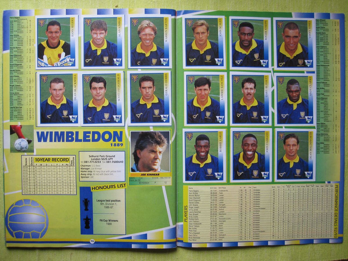 Vintage Wimbledon. 
A team with a Warren, a Gerald and a Roger in it, is alright in my book. Also Perry Digweed as reserve goalkeeper. ✌🏼