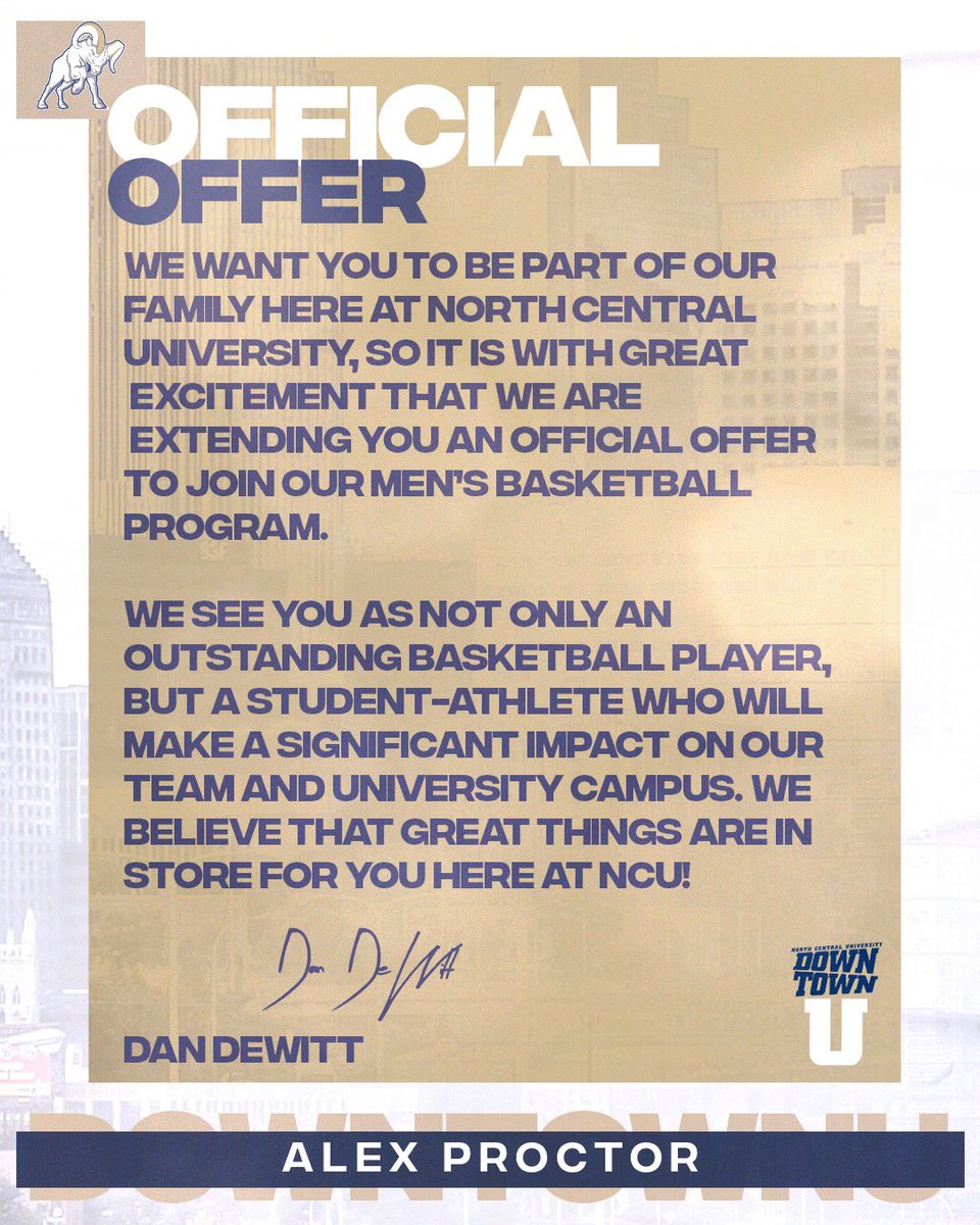 I’m blessed to receive an offer from <a href="/NorthCentral_MN/">North Central U</a> thanks Coach Engel and Coach Dewitt for having me.