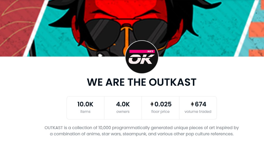 arnab14's tweet photo. @opensea 
@OUTKAST_NFT should have been verified by now....
674 ETH volume traded already since inception...

By not verifying we are giving scammers a chance to take advantage of people. Its @opensea's responsibility as a marketplace to verify valid projects.

#WEARETHEOUTKAST https://t.co/Fpxsy1WevL