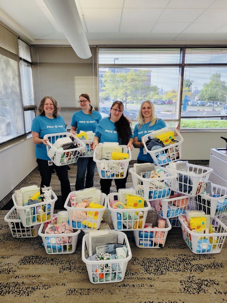 Look at all those baskets! The Card services team at <a href="/HiwayCU/">Hiway Credit Union</a>  made 20 baskets filled with baby items for #cuforwardday