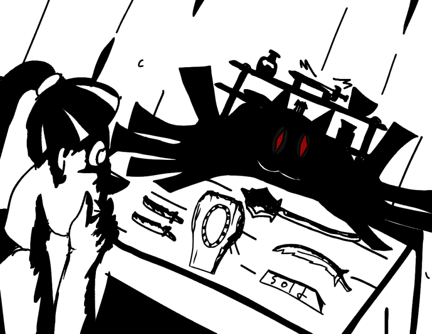 MEEPIGS_Mike's tweet photo. Inktober 🖋day #10 Pick you got the cat homie selling some weapons🗡🏹
●
●
●
#inktober #inktober2021day10 #inktober2021pick #inktober2021 #inkart #inking #art  #digitalart #digitalartist #fantasy #blackandwhite #indiegamedev #cartoon #originalcharacter #weapons #weaponart https://t.co/JzodOGPDud