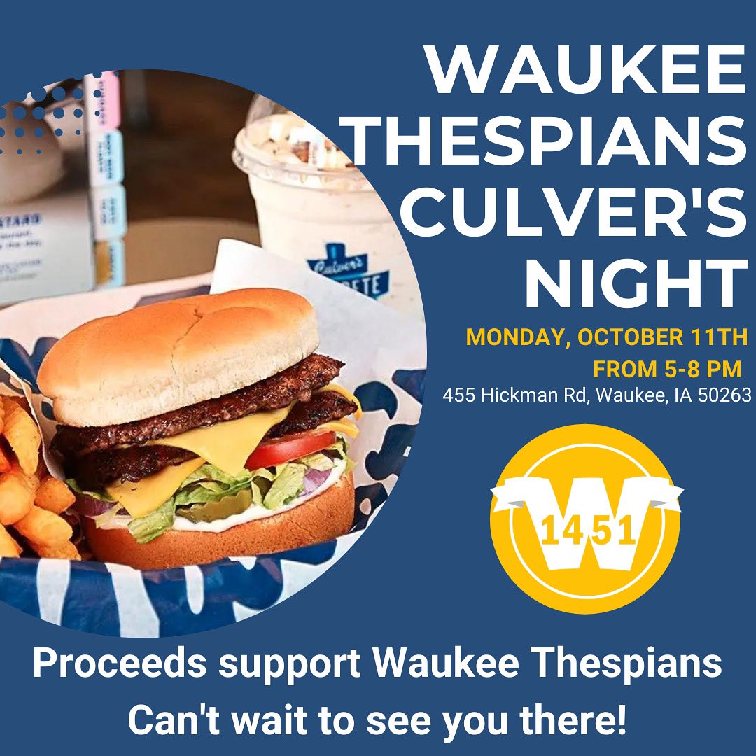 You. Waukee Culver’s. 5-8. Be there or be ▪️.