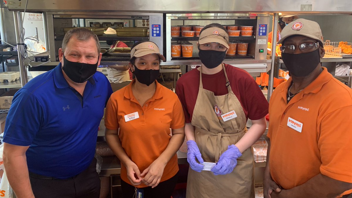 gpshospitality's tweet photo. Let's hear it for Vincent, Wismeylin and Michelle from Popeyes # 3287 in Duluth, GA! Because of their #ServiceObsessed dedication, SVP Mike K. stopped by to recognize them with GPS swag. #GPSproud https://t.co/Eo2rPheoUw