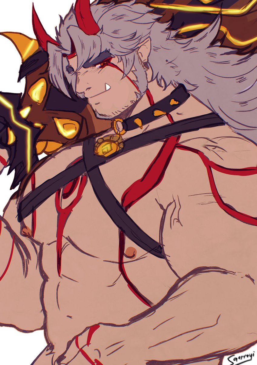 Saerroi's tweet photo. Sketched my version of Itto

#Genshin_Impact #itto #aratakiitto https://t.co/RPI6eJTTNS