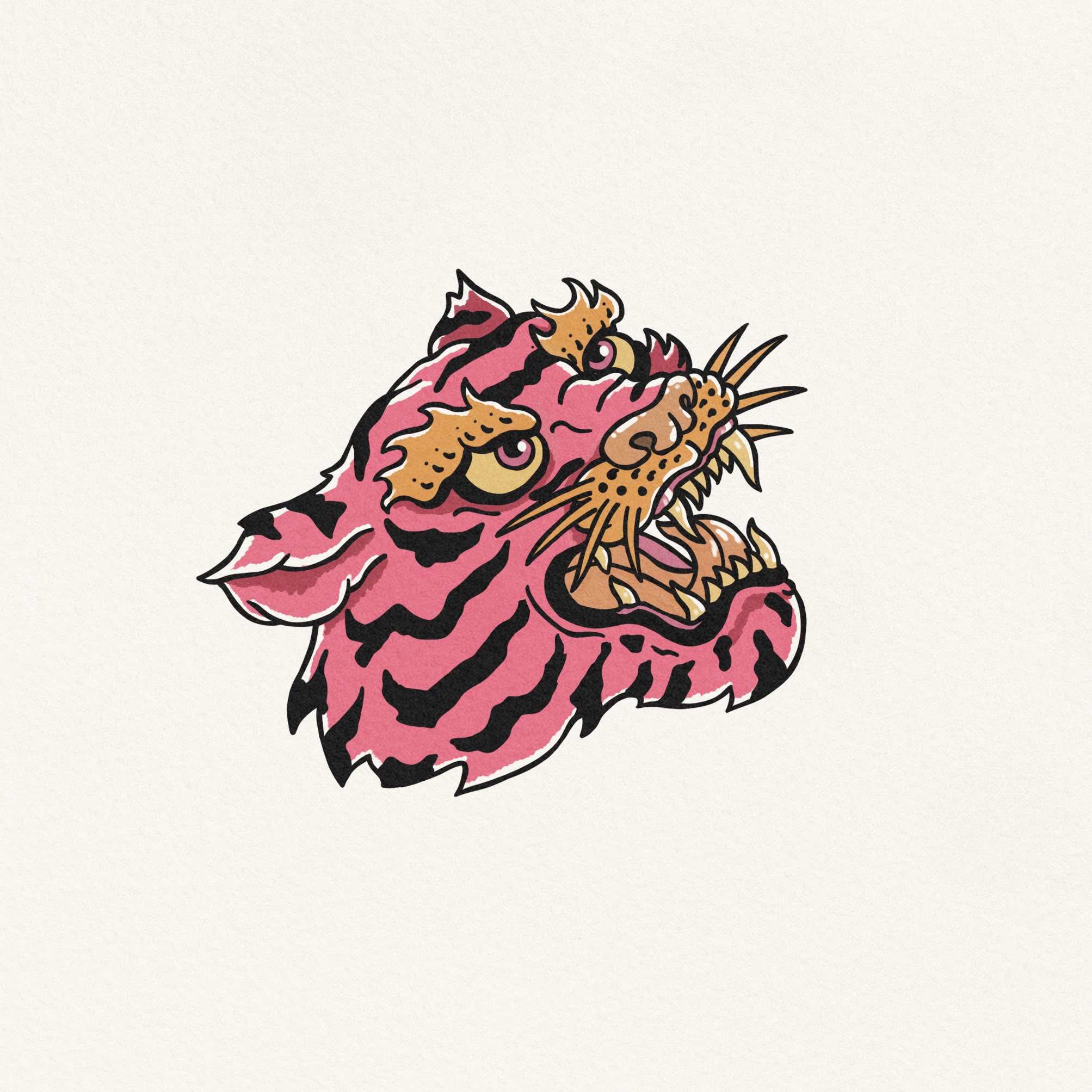 Tigers  Snakes Authentic Tattoo Flash by Norman Collins aka Sailor  Jerry Art Print   piddix  Artcom