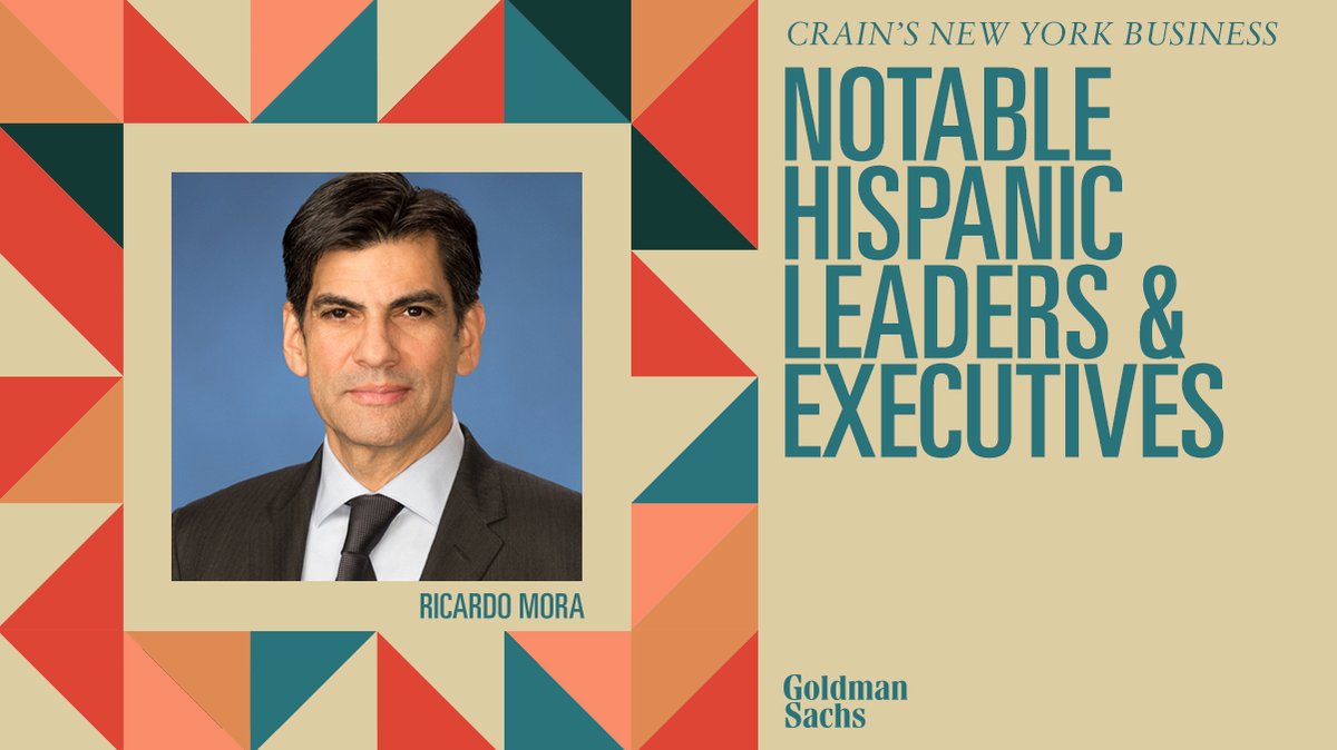 Congratulations to Ricardo Mora for being named one of @CrainsNY's 2021 Notable Hispanic Leaders and Executives—which recognizes diverse professionals who are shaping institutions in the New York area. #HispanicHeritageMonth 

See the full list here: click.gs.com/bk4d