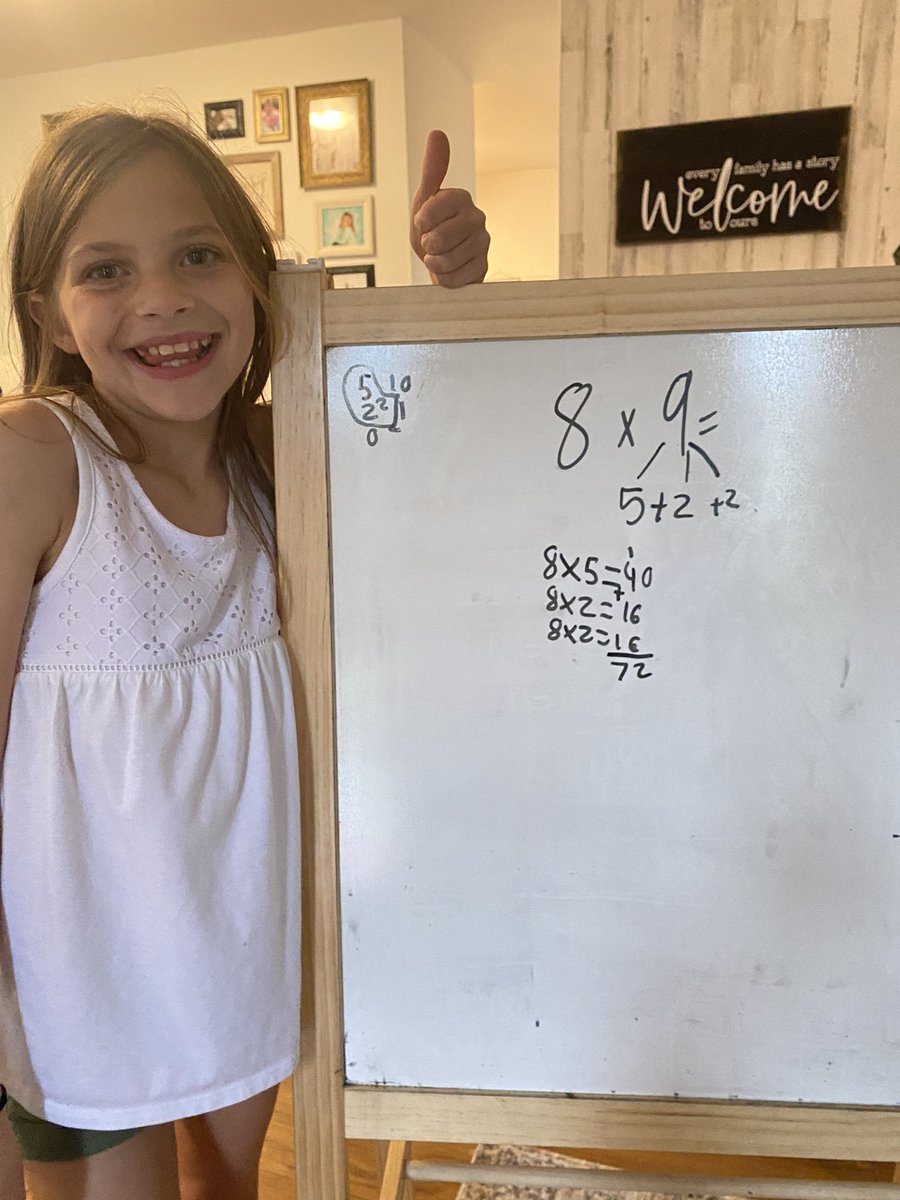 amwetmore's tweet photo. When your mama is a former math specialist you don’t just memorize facts-you use your strategies to justify! #thisgirlrocks #mathisourjam https://t.co/rGN94WL94y