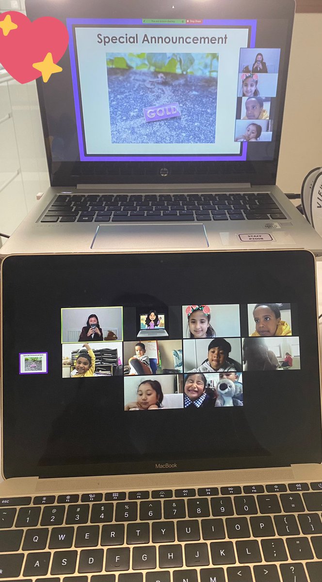 During our Zoom Meeting today, KA found out who the Gold Badge recipients were! We cannot wait to proudly pin the Gold Badges once we return to school. ⭐️⭐️⭐️ <a href="/MissSohailaa/">Sohaila</a> <a href="/SouthgateStacey/">Stacey Southgate</a>