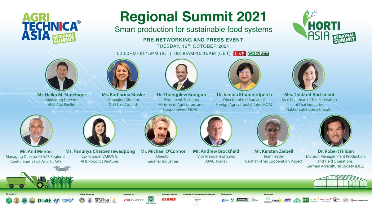 Meet the experts in AGRITECHNICA ASIA &amp; Horti ASIA Regional Summit | Pre-Networking and Press Event!

Tuesday, 12 October 2021 - 2 PM ICT (BKK time) / 9 AM CET (Live)

Free registration is still available at docs.google.com/forms/d/e/1FAI…

#AGRITECHNICAASIA #HORTIASIA #Agrifuture