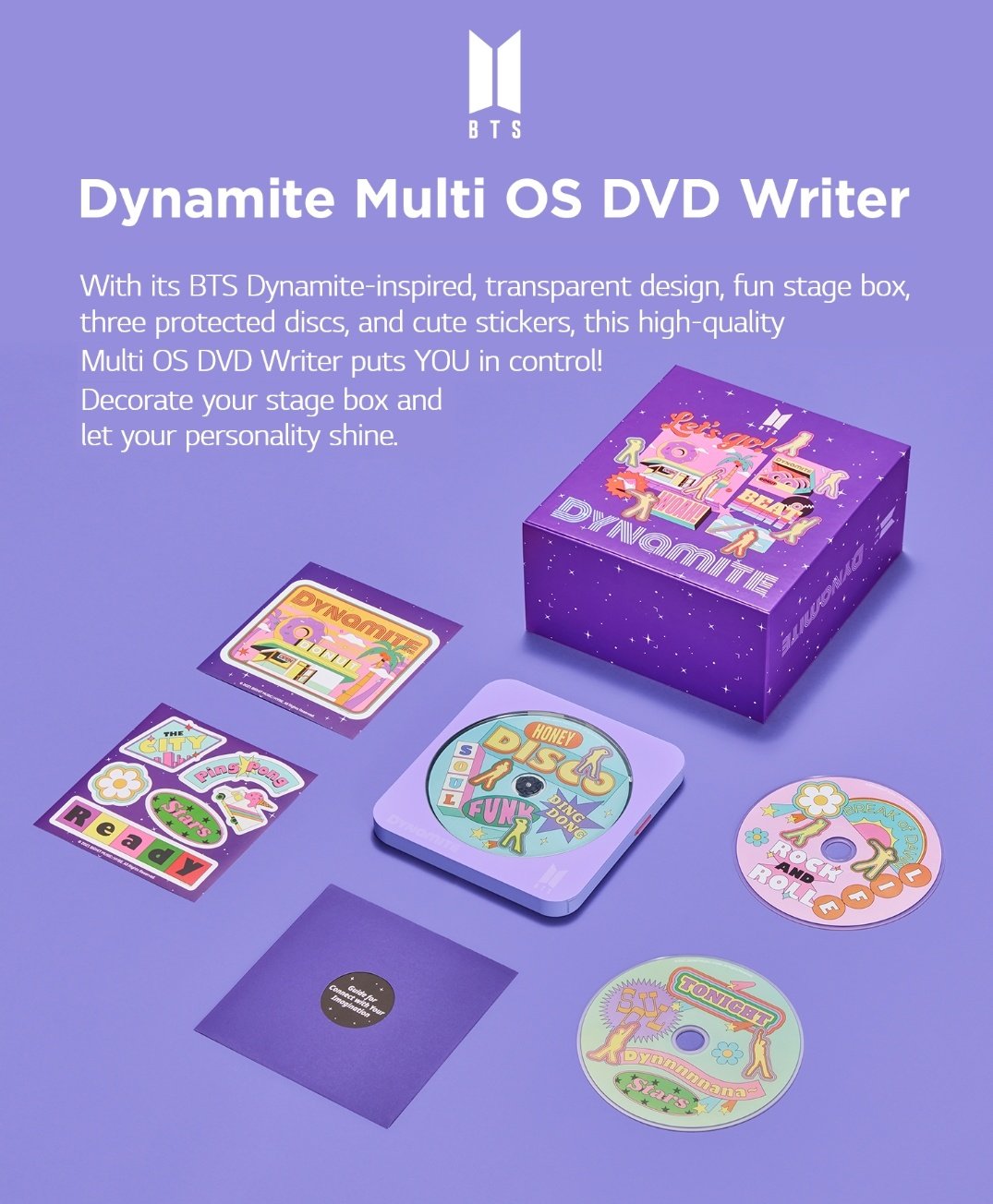 BTS DVD グッズ 公式 BTS Dynamite Multi OS CD/DVD Writer - Hitachi LG GPM2K (Fire