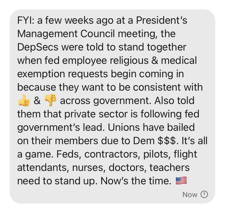 JackPosobiec's tweet photo. BREAKING: Message from a WH official about the #FreedomFlu https://t.co/WFYfd5Afgh