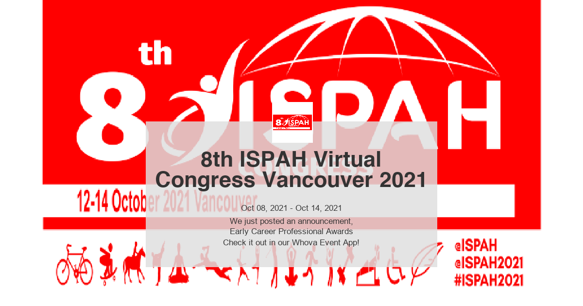 ISPAH2020's tweet photo. Excited to announce the winners for the Early Career Network awards. #ECN #ISPAH2021 @ISPAH @ISPAH2020 -via Whova Event App https://t.co/IPeOc8NHgY