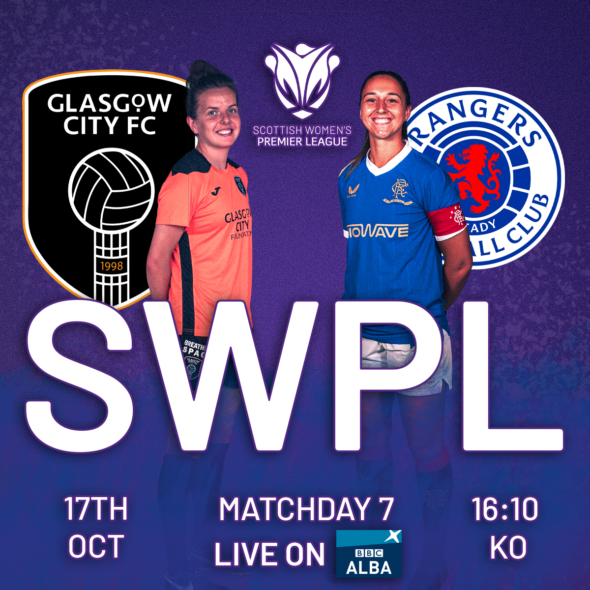 SWPL's tweet photo. #SWPL | The top 2โฃ go head-to-head ๐ช
@GlasgowCityFC and @RangersWFC are undefeated this season. Will either run come to an end on Sunday?
Get along to Petershill Park or watch live on @bbcalba โฌ https://t.co/knegTCulSp