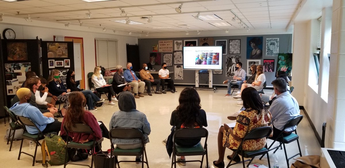 mcpsequityteam's tweet photo. A necessary conversation started today. We couldnt be more proud of the students and staff from Einstein and Sherwood High Schools for taking these important steps in repairing harm and creating more equitable, antiracist and safe school spaces. #StudyCircles https://t.co/LH6q4My0lr
