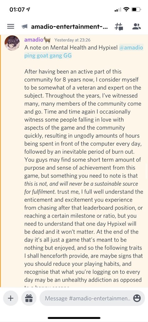 Just published a thread regarding video game addiction and mental health. I don’t toot my own horn unironically often, but if you’re currently, or you have at some point been, an active part of a gaming community in the past, I suggest you give it a read : discord.gg/optimalguild
