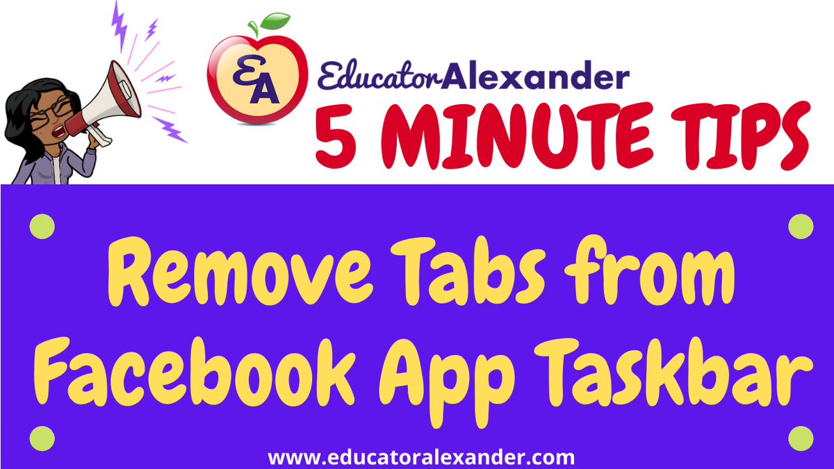 🚨NEW 5 MINUTE TIP🚨       
 
☑️Use Facebook app?
 
😡But don’t want all those icons at the bottom (taskbar)?
 
😘Here is your quick solution!
 
👉edalex.net/facebooktip
 
#GoogleEI #MIEE #GEG #MIEExpert #GlobalGEG #ISTE #TCEA #FETC #CUE #education #classroom #distancelearning